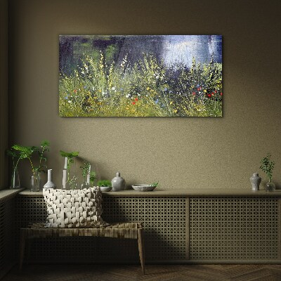 Flower meadow in the light Glass art print