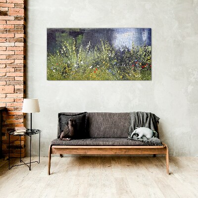Flower meadow in the light Glass art print