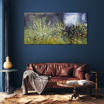 Flower meadow in the light Glass art print