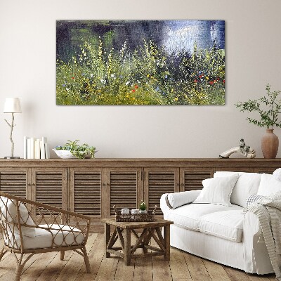 Flower meadow in the light Glass art print