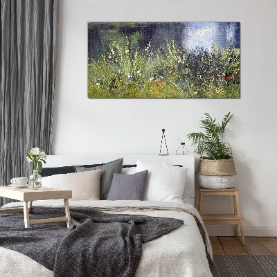 Flower meadow in the light Glass art print