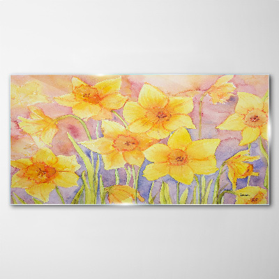Daffodils' Flower Dance Wall art on glass