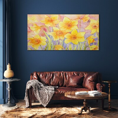 Daffodils' Flower Dance Wall art on glass