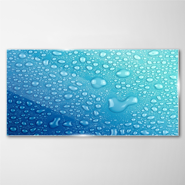 Water drops on a blue background Wall art on glass