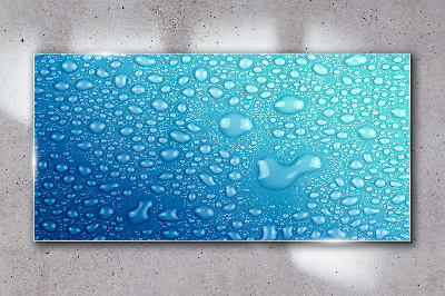 Water drops on a blue background Wall art on glass