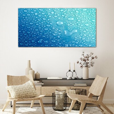 Water drops on a blue background Wall art on glass