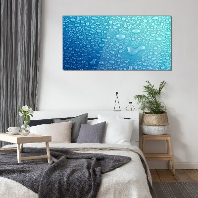 Water drops on a blue background Wall art on glass