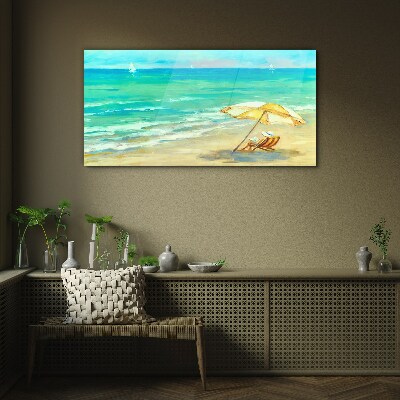 Summer holidays by the sea Wall art on glass
