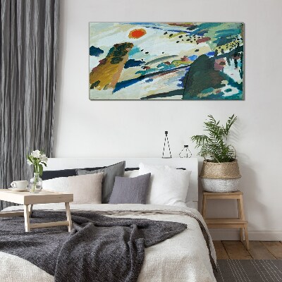 Abstract landscape with sun Glass art print