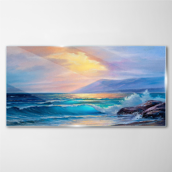 A quiet morning by the ocean Glass art print