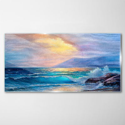 A quiet morning by the ocean Glass art print