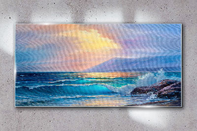 A quiet morning by the ocean Glass art print