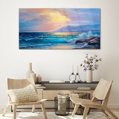 A quiet morning by the ocean Glass art print