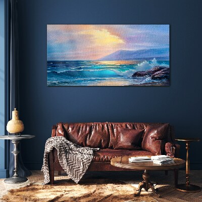 A quiet morning by the ocean Glass art print