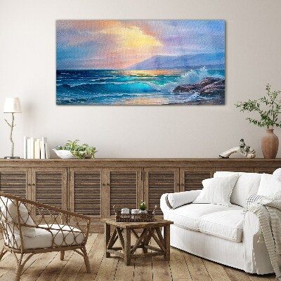 A quiet morning by the ocean Glass art print
