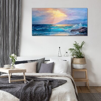 A quiet morning by the ocean Glass art print