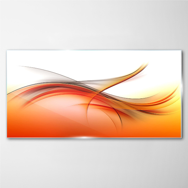 Dynamic waves in shades of orange Glass art print