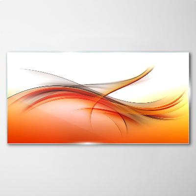 Dynamic waves in shades of orange Glass art print