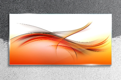 Dynamic waves in shades of orange Glass art print
