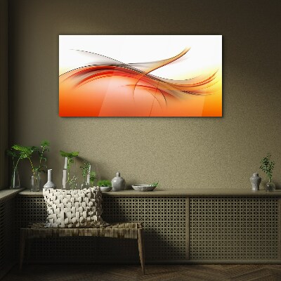 Dynamic waves in shades of orange Glass art print
