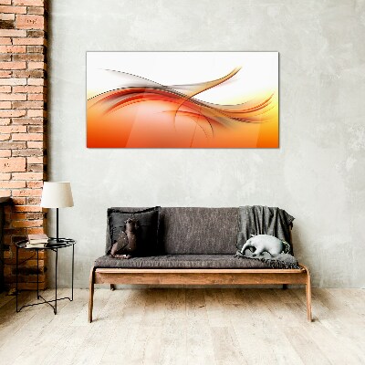 Dynamic waves in shades of orange Glass art print