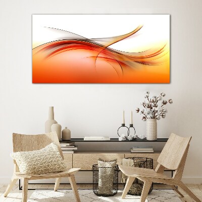 Dynamic waves in shades of orange Glass art print
