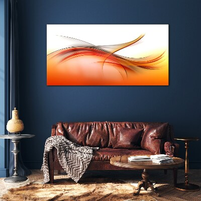 Dynamic waves in shades of orange Glass art print