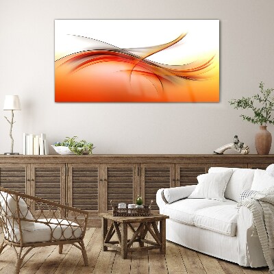 Dynamic waves in shades of orange Glass art print