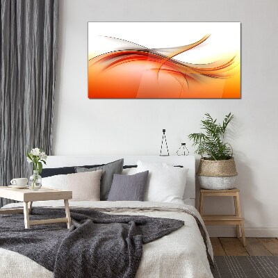 Dynamic waves in shades of orange Glass art print