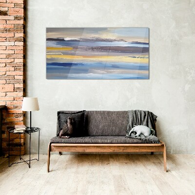 Calm waves of colors Wall art on glass