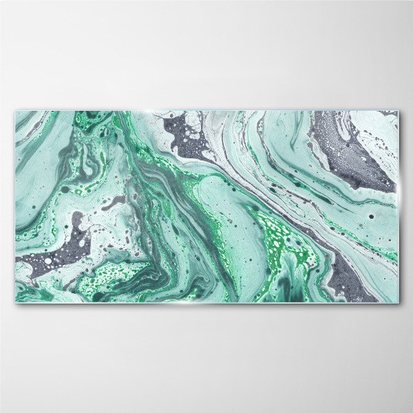 Green waves of abstraction Glass art print