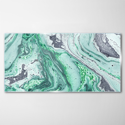 Green waves of abstraction Glass art print