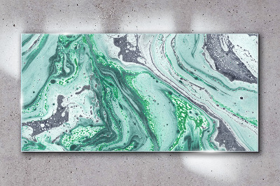 Green waves of abstraction Glass art print