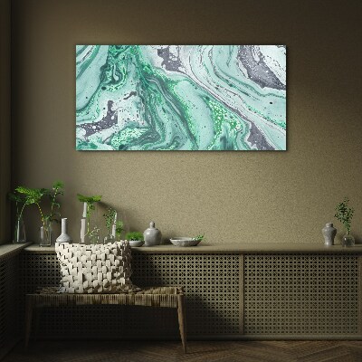 Green waves of abstraction Glass art print