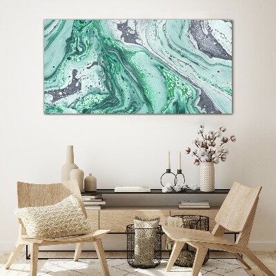 Green waves of abstraction Glass art print