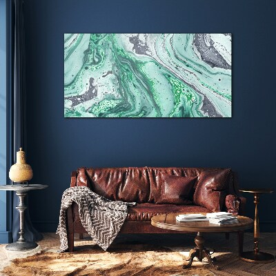 Green waves of abstraction Glass art print