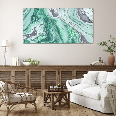 Green waves of abstraction Glass art print