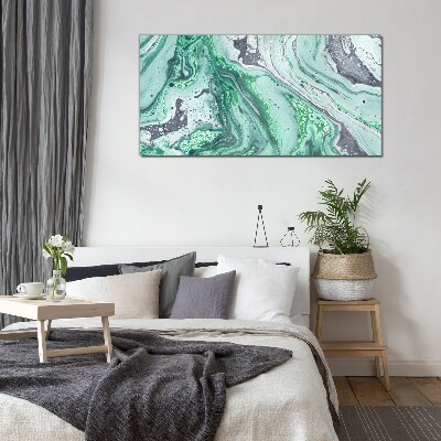 Green waves of abstraction Glass art print