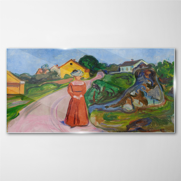 Woman in Red Dress by Munch Glass art print