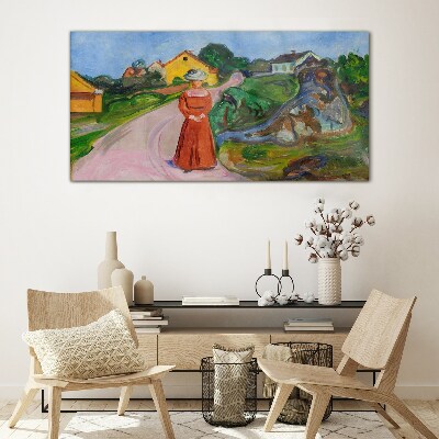 Woman in Red Dress by Munch Glass art print