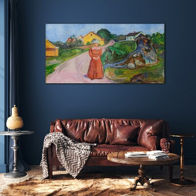 Woman in Red Dress by Munch Glass art print