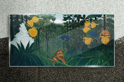 Mysterious forest with wild nature Wall art on glass