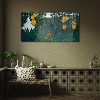 Mysterious forest with wild nature Wall art on glass