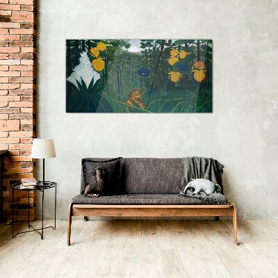 Mysterious forest with wild nature Wall art on glass