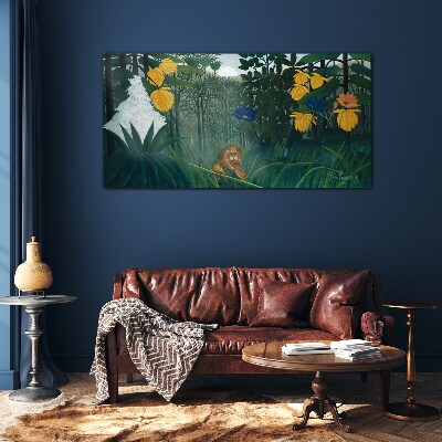 Mysterious forest with wild nature Wall art on glass