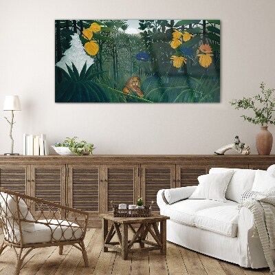 Mysterious forest with wild nature Wall art on glass