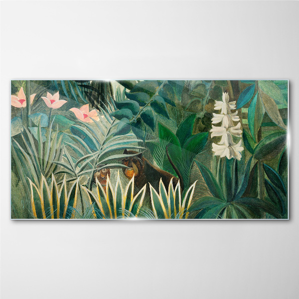 Mysterious forest with wild animals Wall art on glass