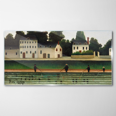 Fish hunters by the river Wall art on glass