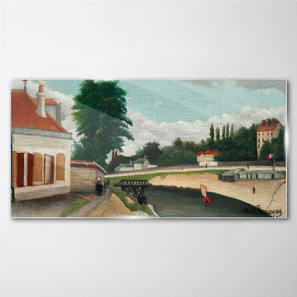 A quiet river bank Glass art print