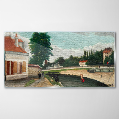 A quiet river bank Glass art print